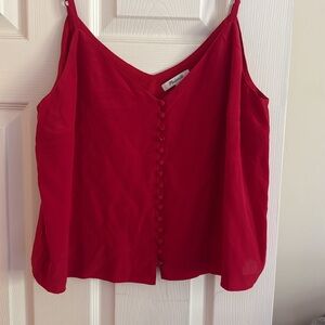 Madewell Red Button-Front Spaghetti Strap Tank